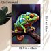 Chameleon Themed Painting Poster, Vibrant Realistic Colorful Chameleon Perched On Branch Poster, Eye-catching Artistic Decor Ideal For Living Room_maomaolike.com
