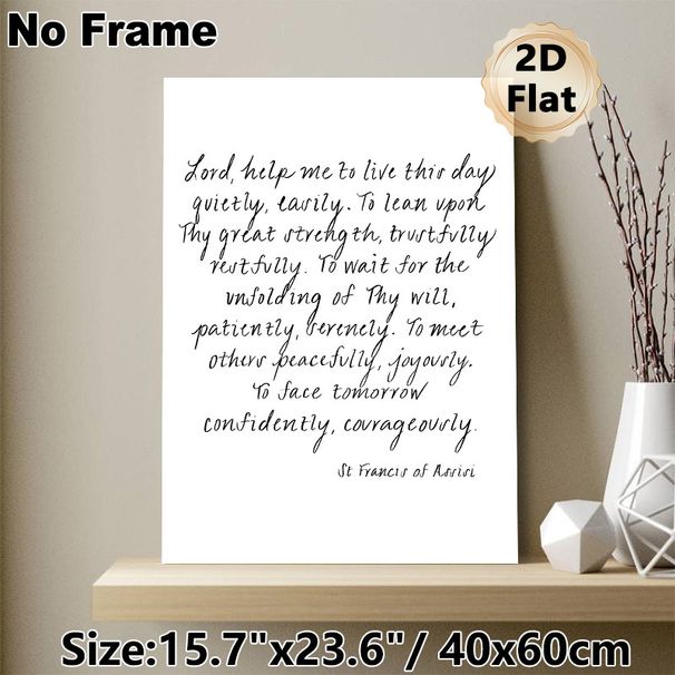 Religious Prayer Painting Poster, Elegant Cursive Typography Poster, Inspirational Spiritual Text From St. Francis Of Assisi, Ideal For Home, Bedroom_maomaolike.com