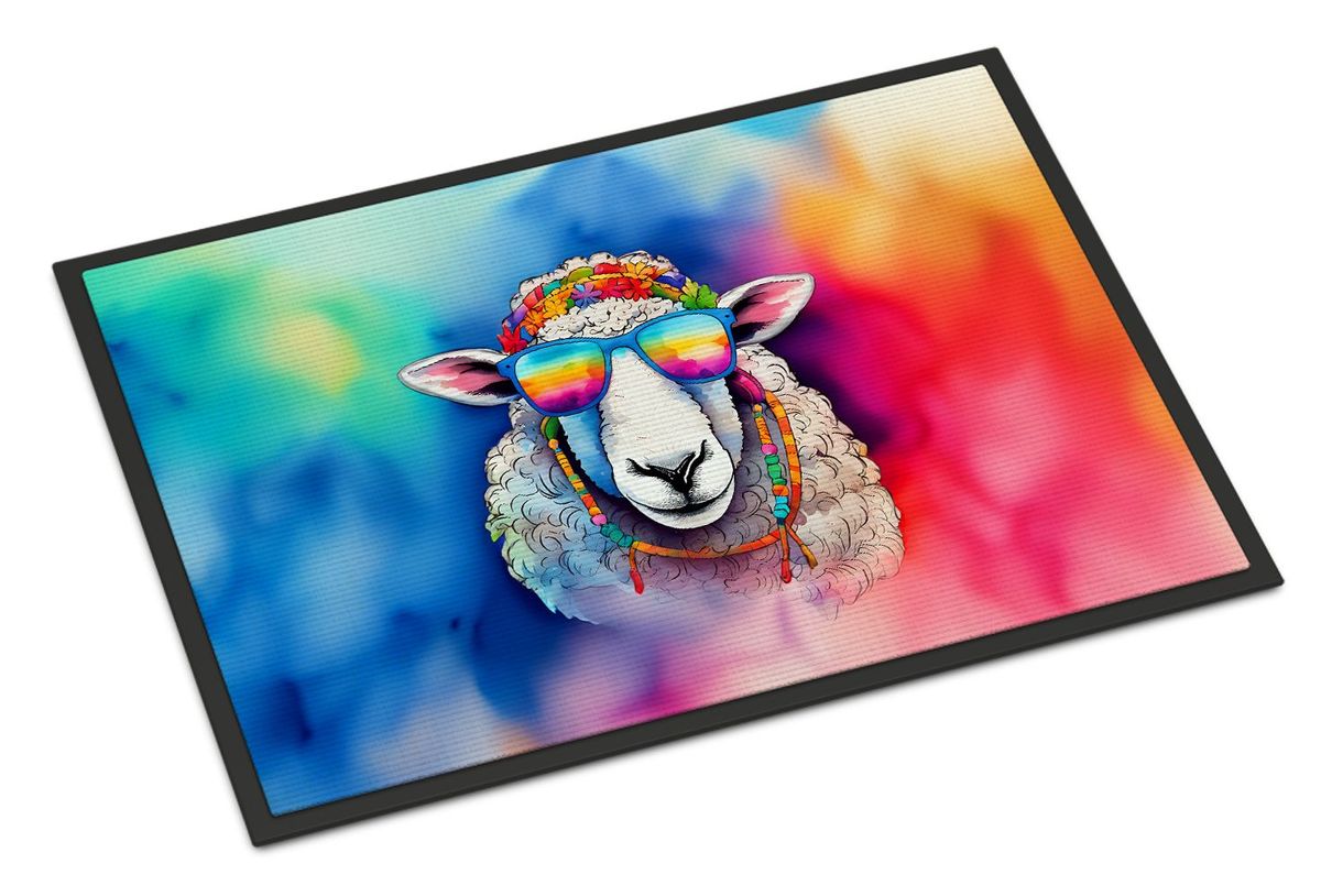 Hippie Animal Sheep Doormat Front Door Mat Indoor Outdoor Rugs For Entryway, Non Slip Washable Low Pile, 24H X 36W_maomaolike.com