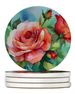 Oklahoma Roses In Watercolor Large Sandstone Coasters Pack Of 4 Absorbent Round Coasters Decor Gifts For Men Or Women, 4 In, Multicolor_maomaolike.com