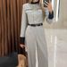 Women's Clothing fashion contrasting color small fragrance style elegant wide-leg trousers suit_maomaolike.com