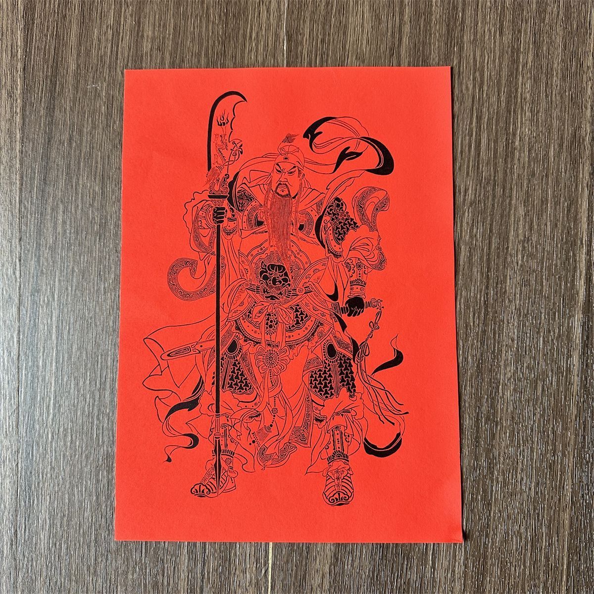 Wealth & Protection Guardian Print, Vermilion Red Door Poster Of Guan Yu, Authentic Chinese Traditional God Of War & Luck_maomaolike.com