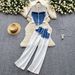Women's Clothing denim patchwork distressed suit_maomaolike.com