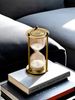 1pc Countertop Metal Material Hourglass Timer Retro Bronze Design Suitable For Office Desktop Decoration Ornament Hourglass_maomaolike.com