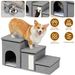 Dog Stairs For Bed And Couch 42cm H, Foldable Dog Stairs For Small Older Dogs Cats, 4 In 1 Adjustable Pet Cat Stairs Steps With Storage, Dog Ramps With Condo, Cat Scratcher, Hold Up To 180LBS_maomaolike.com