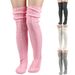 Unisex Over the knee pile socks thick wool floor socks for women's foot warmers knitted long over the knee socks_maomaolike.com