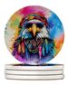 Hippie Animal Eagle Large Sandstone Coasters Pack Of 4 Absorbent Round Coasters Decor Gifts For Men Or Women, 4 In, Multicolor_maomaolike.com