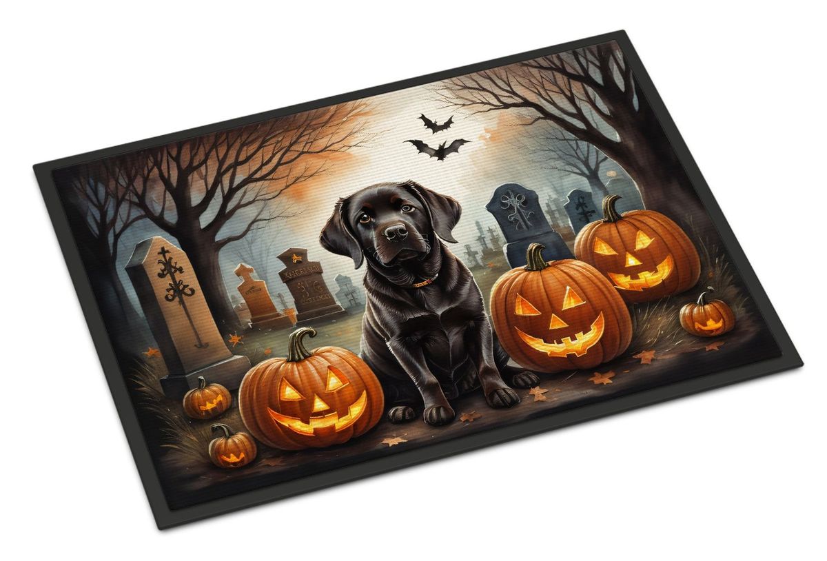 Chocolate Labrador Retriever Spooky Halloween Doormat Front Door Mat Indoor Outdoor Rugs For Entryway, Non Slip Washable Low Pile, 24H X 36W_maomaolike.com