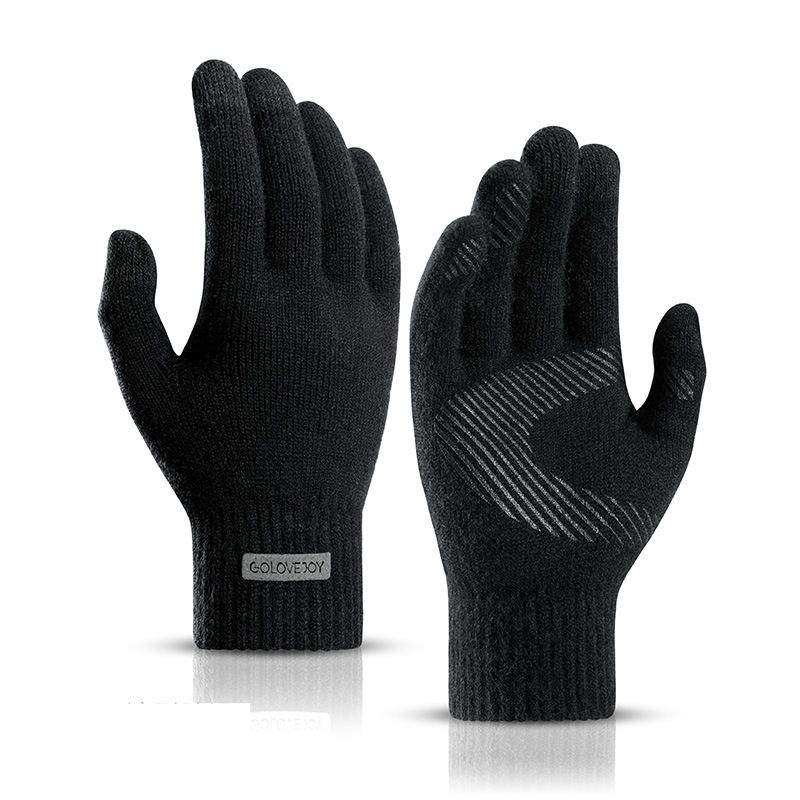 Winter new Arctic fleece knitted gloves men's fleece thickened warm non-slip wool gloves anti-pilling DZ118_maomaolike.com