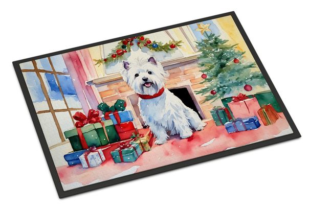 Westie Cozy Christmas Doormat Front Door Mat Indoor Outdoor Rugs For Entryway, Non Slip Washable Low Pile, 24H X 36W_maomaolike.com