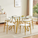 Set Of 2 Dining Chairs, Modern Kitchen Chairs With Soft Padding, Farmhouse Restaurant Chairs With Curved Backrests And Metal Legs, For Dining Rooms And Kitchens, White And Gold._maomaolike.com
