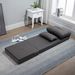 Convertible Flip Chair, Floor Lazy Sofa, Folding Upholstered Couch Bed With Adjustable Backrest, Metal Frame And Pillows For Living Room Bedroom, Dark Gray_maomaolike.com