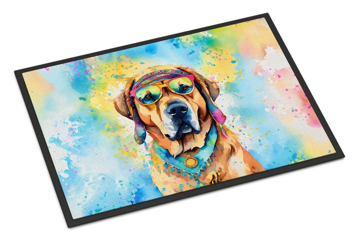 Mastiff Hippie Dawg Doormat Front Door Mat Indoor Outdoor Rugs For Entryway, Non Slip Washable Low Pile, 24H X 36W_maomaolike.com
