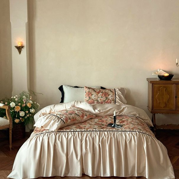 Nordic Boho French Vintage 50s Double-ply All-cotton Long-staple Cotton Oil Painting Style Digital Print Bedding_maomaolike.com