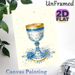 Chalice Themed Painting Poster, Exquisite Blue & Gold Vintage Patterned Chalice With Floral Accents Poster, Elegant Decorative Piece Ideal For Living_maomaolike.com