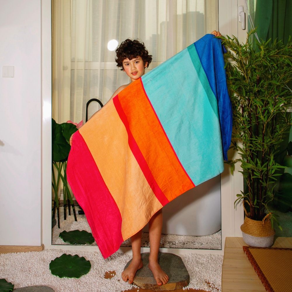 Pure Cotton Soft Water Absorbent Active Printed Cut Velvet Bathing And Swimming Large Beach Towel 80*160_maomaolike.com