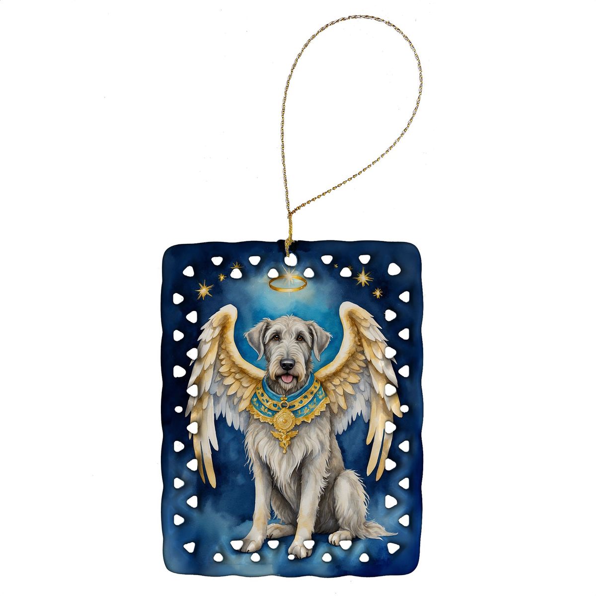 Irish Wolfhound My Angel Porcelain Ornament Christmas Tree Hanging Decorations For Home Christmas Holiday, Rectangle, Gift, Multicolor_maomaolike.com