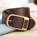 HOT Men's first-layer cowhide belt, simple, fashionable and trendy, gift-giving, genuine leather belt with copper buckle_maomaolike.com