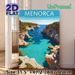 Menorca Spain Coastal Painting Poster, Vibrant Flat-style Scenic Rocky Cove With Sailboats Poster, Captures Serene Coastal Charm, Suitable For Home_maomaolike.com