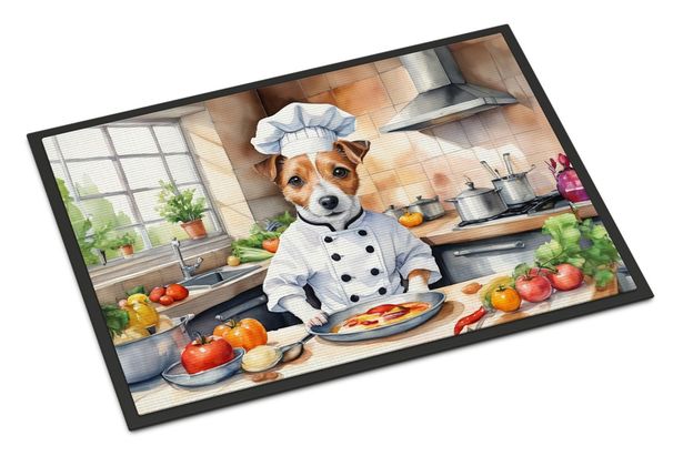 Jack Russell Terrier The Chef Doormat Front Door Mat Indoor Outdoor Rugs For Entryway, Non Slip Washable Low Pile, 24H X 36W_maomaolike.com
