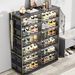 6 Tiers 24 Pairs Hard Plastic Shoe Storage Organizer Cabinet For Entryway, Large Stackable Collapsible Sneaker Shoe Box Organizer For Closet, Portable Folding Shoe Cabinet With Doors, Black_maomaolike.com