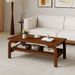 47 Inches Accent Rectangular Coffee Table Open Shelves Design,for Living Room, Bedroom, Study, Reception Room_maomaolike.com