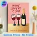 Wine Lovers Club Painting Poster, Vibrant Retro-style Wine Bottle & Glasses Poster, Warm Typography Design Brings Cozy Atmosphere For Home Bar, Dining_maomaolike.com