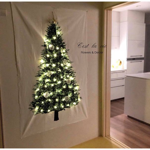 top-sale INS Foreign Trade Christmas Pine Tree Hanging Wall Decoration Fresh Holiday Background Cloth Simple Tapestry_maomaolike.com