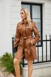 New mid-length leather coat with belt long-sleeved leather trench coat fashionable coat woman_maomaolike.com