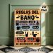 Bathroom Rules Painting Poster, Vintage Color-blocked Spanish-style Bathroom Guidelines Poster, Provides Clear Bathroom Etiquette Reminders, Ideal For_maomaolike.com