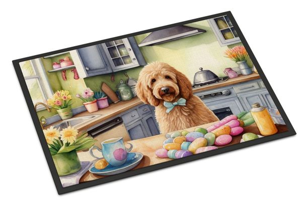 Decorating Easter Goldendoodle Doormat Front Door Mat Indoor Outdoor Rugs For Entryway, Non Slip Washable Low Pile, 24H X 36W_maomaolike.com