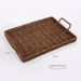 Rectangular Woven Wicker Bread Basket With Dual Handles Brown Decorative Storage Bin For Snacks Fruits Kitchen_maomaolike.com