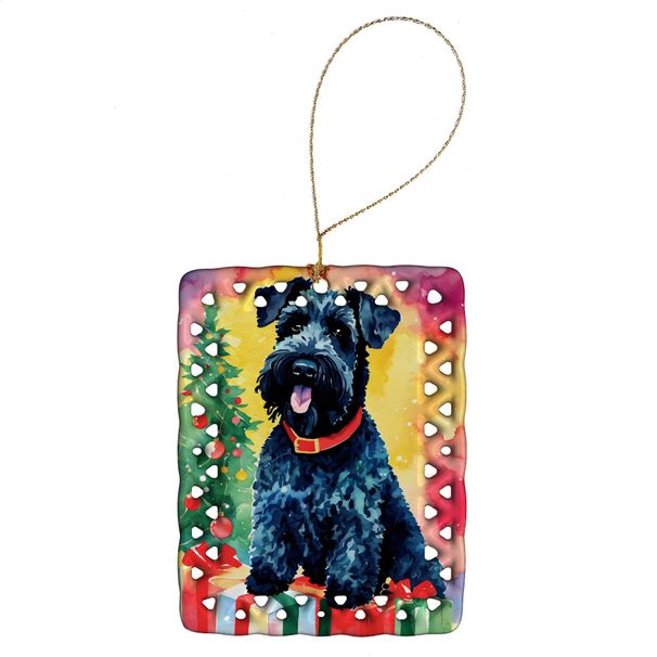 Kerry Blue Terrier Christmas Porcelain Ornament Christmas Tree Hanging Decorations For Home Christmas Holiday, Rectangle, Gift, Multicolor_maomaolike.com