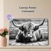 Highland Cow Painting Poster, Monochrome Realistic Animal Portrait Poster, Detailed Textured Depiction Ideal For Farmhouse And Living Room Wall Decor_maomaolike.com