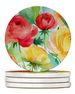 Ranunculus In Watercolor Large Sandstone Coasters Pack Of 4 Absorbent Round Coasters Decor Gifts For Men Or Women, 4 In, Multicolor_maomaolike.com