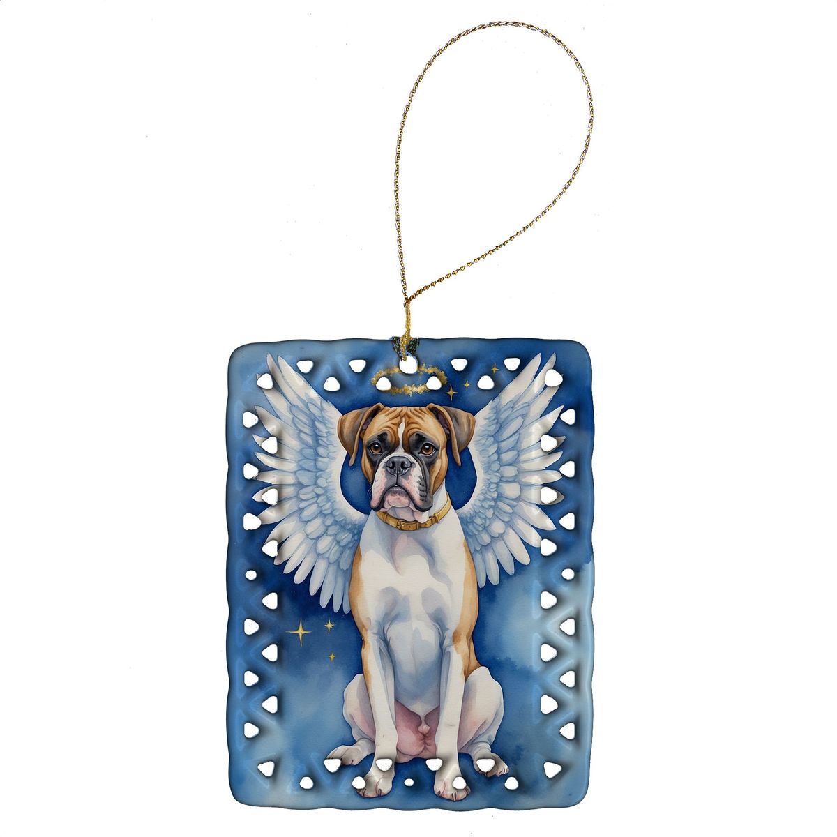 Boxer My Angel Porcelain Ornament Christmas Tree Hanging Decorations For Home Christmas Holiday, Rectangle, Gift, Multicolor_maomaolike.com
