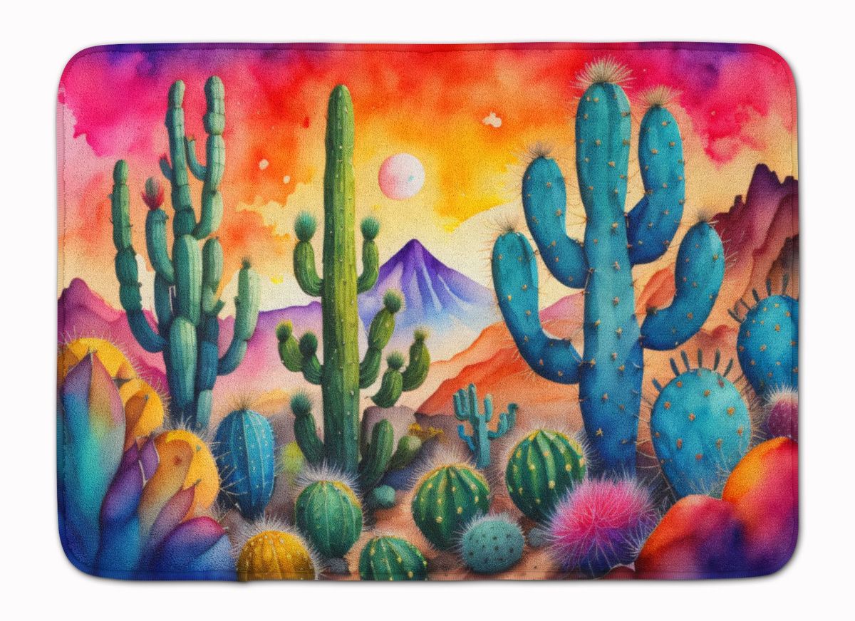 Cactus In Color Memory Foam Kitchen Mat Machine Washable Anti-Fatigue Mat Cushion Comfort Bath Mat Or Kitchen Rug_maomaolike.com
