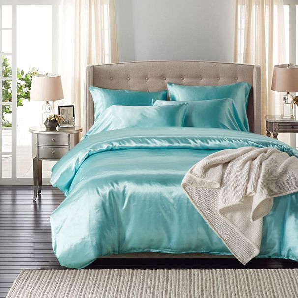 Satin Duvet Cover Queen Size, Luxury Silk Like Crystal Pink Queen Duvet Cover Set, 3 Piece, Ultra Soft And Breathable Bedding Set And 2 Pillow Shams_maomaolike.com