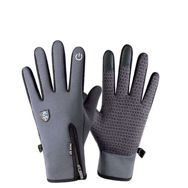 Unisex Outdoor waterproof gloves Ski touch screen winter men's and women's windproof fleece zipper full finger riding warm gloves_maomaolike.com