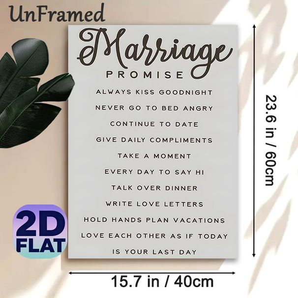 Marriage Promise Painting Poster, Minimalist Typographic Poster, Warm Marital Commitment Guidelines, Suitable For Bedroom And Living Room Wall Decor_maomaolike.com