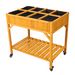 Elevated 8 Pocket Herb Garden Bed, Mobile Raised Customizable Wood Planter For Herbs, Vegetables, Flowers W/ Lockable Wheels, Storage Shelf, Drainage Holes_maomaolike.com