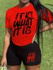 Women's short-sleeved shorts letter print suit two-piece suit_maomaolike.com