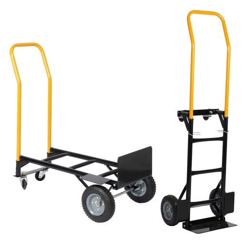 Hand Truck Dual Purpose 2 Wheel Dolly Cart And 4 Wheel Push Cart With Swivel Wheels 330 Lbs Capacity Heavy Duty Platform Cart For Moving/Warehouse/Garden/Grocery_maomaolike.com