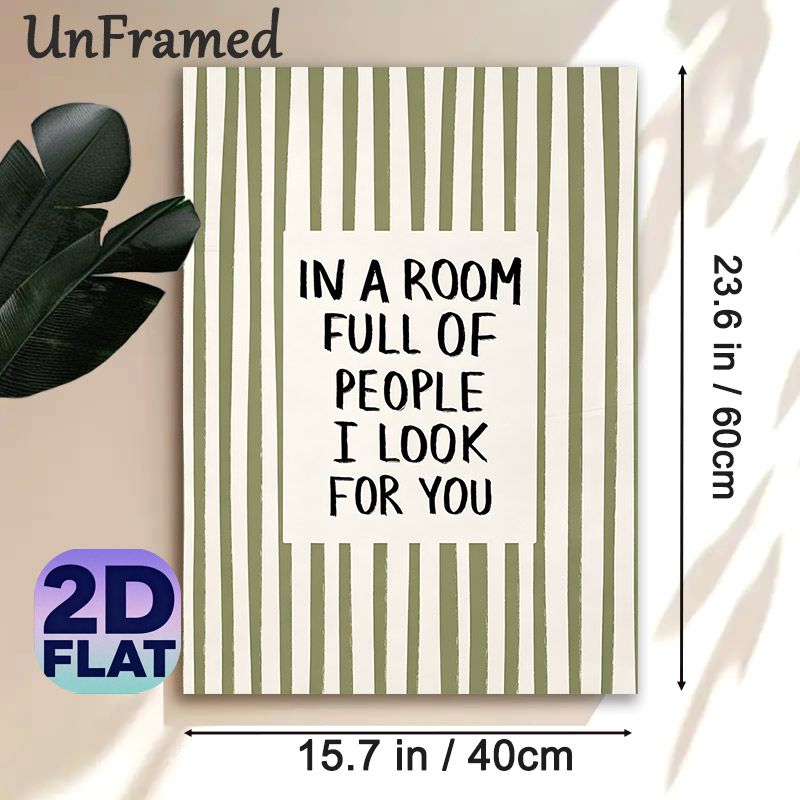 Romantic Quote Painting Poster, Olive Green Hand-drawn Striped Poster, Warm Heartfelt Message Ideal For Bedroom And Living Room Wall Decor_maomaolike.com