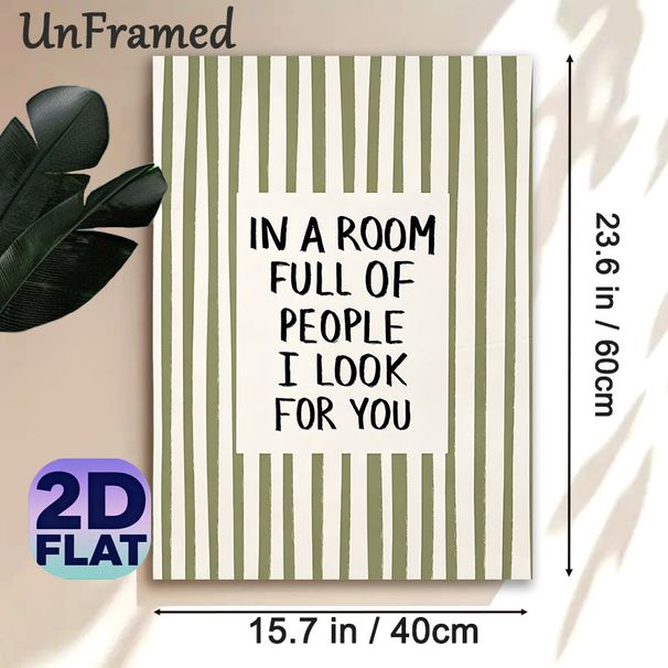 Romantic Quote Painting Poster, Olive Green Hand-drawn Striped Poster, Warm Heartfelt Message Ideal For Bedroom And Living Room Wall Decor_maomaolike.com