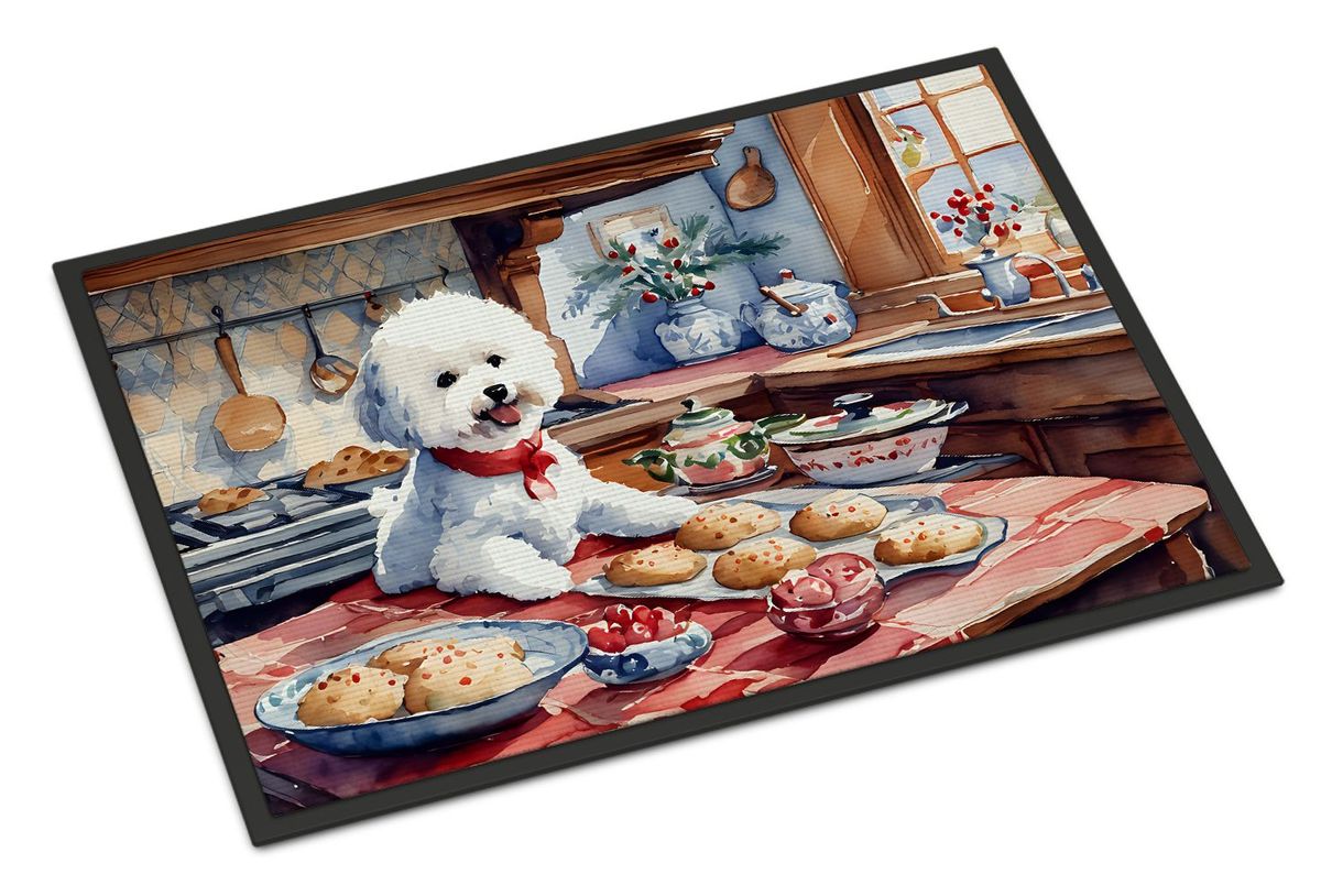 Bichon Frise Christmas Cookies Doormat Front Door Mat Indoor Outdoor Rugs For Entryway, Non Slip Washable Low Pile, 24H X 36W_maomaolike.com