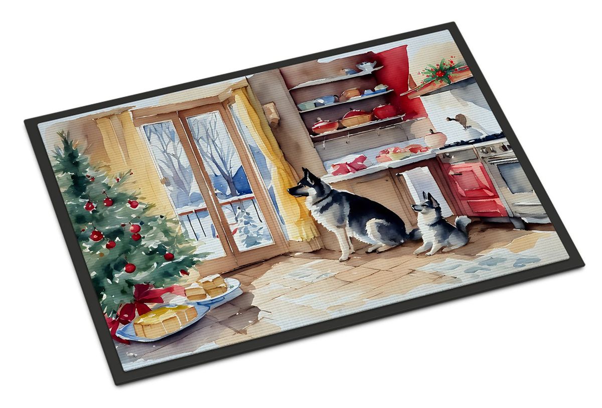 Norwegian Elkhound Christmas Cookies Doormat Front Door Mat Indoor Outdoor Rugs For Entryway, Non Slip Washable Low Pile, 24H X 36W_maomaolike.com