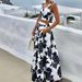 Women's Clothing Fashion Temperament Printed Midi-length Half-length Top and Skirt Two-piece Set_maomaolike.com