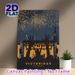 Victorious Portsmouth Music Festival Painting Poster, Vibrant Stylized Silhouette Concert Scene With Golden Fireworks Poster, Captures Festive Live_maomaolike.com