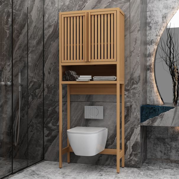 Toilet Storage Rack, Independent Bathroom, Laundry Room, Space Saving, Natural Color_maomaolike.com